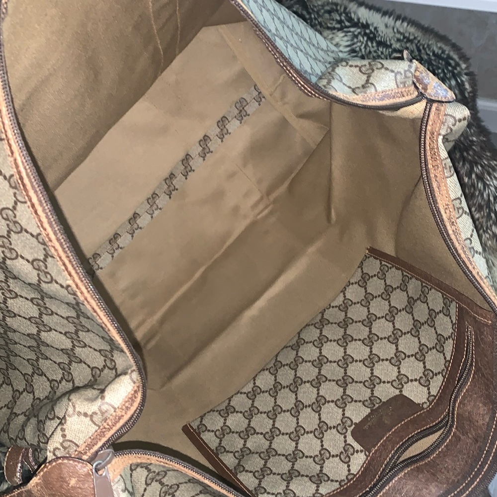 Gucci Authentic Vtg Sherry Coated Canvas Travel Weekender Bag - Picture 11 of 13